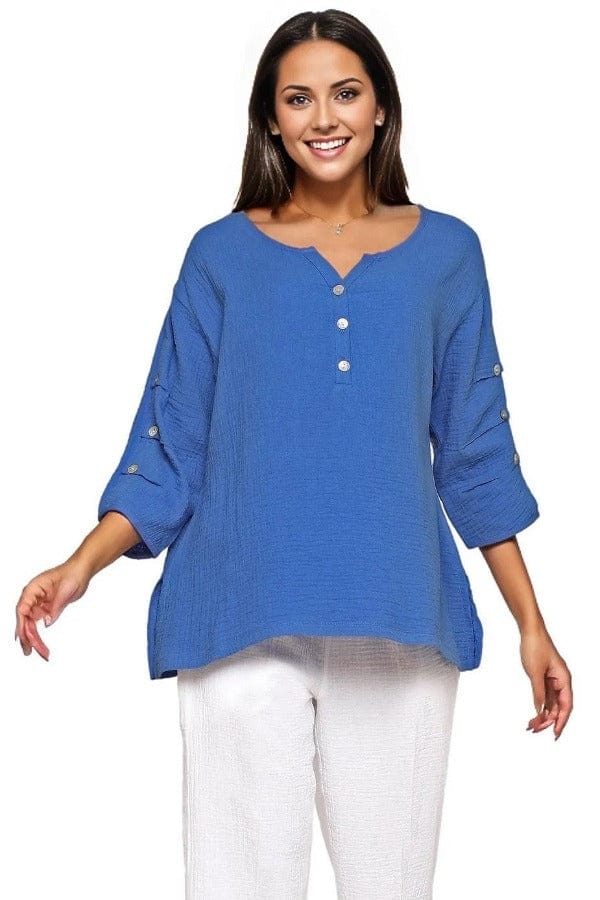 Top Parsley and Sage Nina Pullover Top in Blue Parsley & Sage