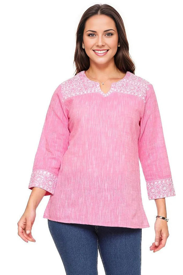 Top Parsley and Sage Janet Embroidered Top in Pink S / Pink Parsley & Sage
