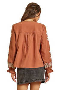 blouses Savanna Jane Orla Embroidered Top in Rust Savanna Jane