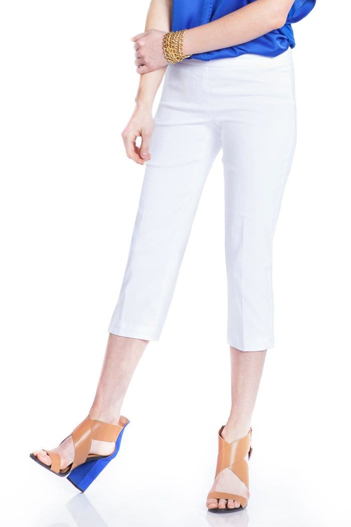 Capri Slimsations Women's Pull On Capri Pants in White | All That Glitters