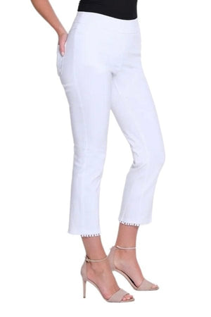 Jeans Slimsations Pom Pom Trim Cropped Pant in White 2 / White Slimsations