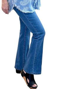 Jeans Slimsations Flare Pull On Jean in Medium Denim Slimsations