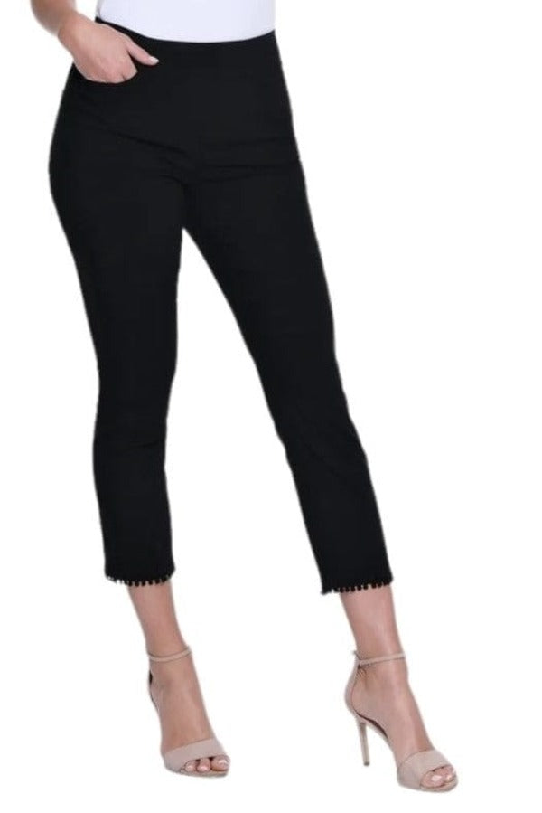 Jeans Slimsations Pom Pom Trim Cropped Pant in Black Slimsations