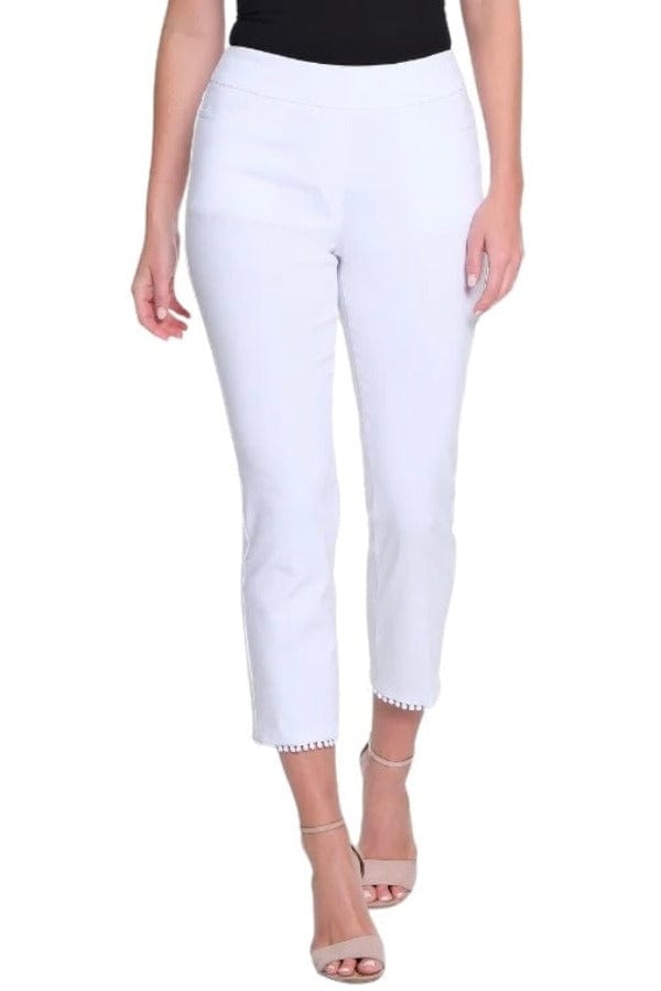 Jeans Slimsations Pom Pom Trim Cropped Pant in White Slimsations