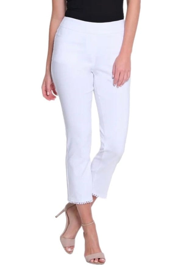 Jeans Slimsations Pom Pom Trim Cropped Pant in White Slimsations