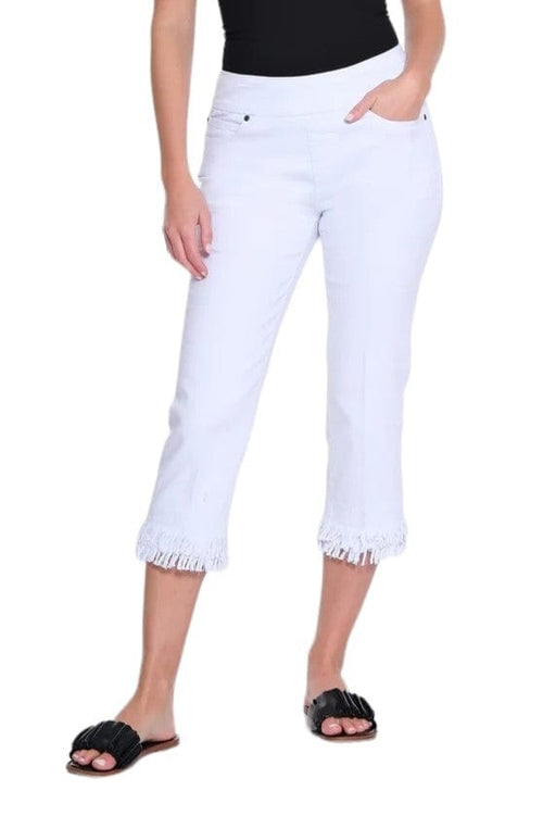 Pants Slimsations Full Fringe Cropped Jean In White Slimsations
