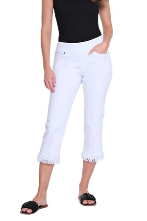 Pants Slimsations Full Fringe Cropped Jean In White Slimsations