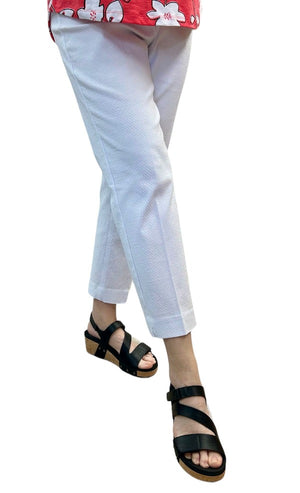 Pants Slimsations Pull-On Waffled Woven Cropped Pant In White Slimsations