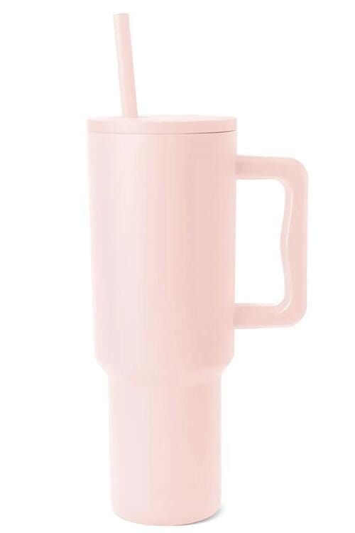 Monochromatic Stainless Steel Tumbler with Matching Straw Blush Pink / One Size Trendsi
