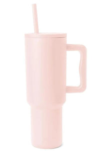 Monochromatic Stainless Steel Tumbler with Matching Straw Blush Pink / One Size Trendsi