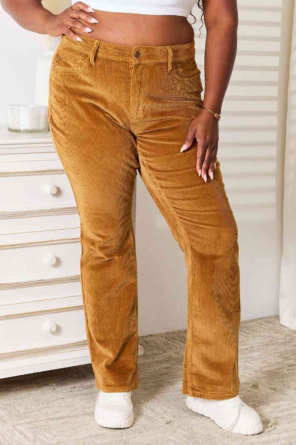 Bottoms Judy Blue Full Size Mid Rise Corduroy Pants Trendsi