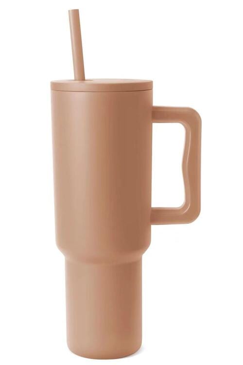 Monochromatic Stainless Steel Tumbler with Matching Straw Camel / One Size Trendsi