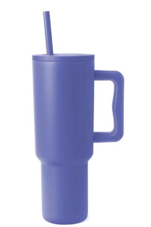 Monochromatic Stainless Steel Tumbler with Matching Straw Cobalt Blue / One Size Trendsi