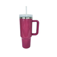 Stainless Steel Tumbler with Handle and Straw Deep Rose / One Size Trendsi