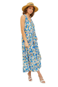 Dress Maxi Dress by HEYSON with Crochet Trim in Blue Trendsi