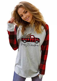 graphic tee MERRY CHRISTMAS Truck Graphic T-Shirt Charcoal / S Trendsi