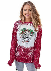 Graphic tees Christmas Cow Graphic Tee Shirt Trendsi