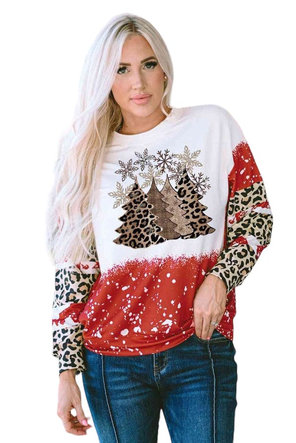 Graphic tees Christmas Tree Joy Graphic Sweatshirt Deep Red / S Trendsi