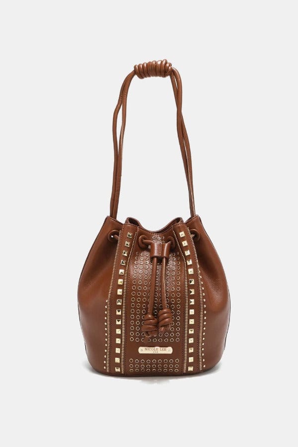 handbag Nicole Lee USA Amy Studded Bucket Bag Brown / One Size Trendsi