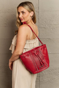 handbag Nicole Lee USA Amy Studded Bucket Bag Deep Red / One Size Trendsi
