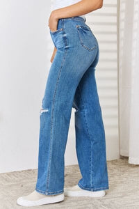 Jeans Judy Blue Full Size High Waist Distressed Straight-Leg Jeans Trendsi