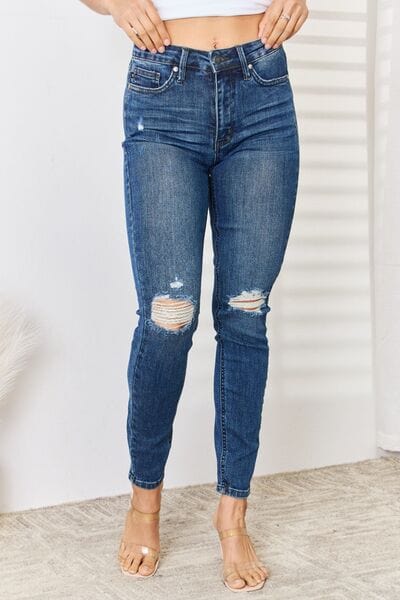Jeans Judy Blue High Waist Distressed Slim Jeans Trendsi