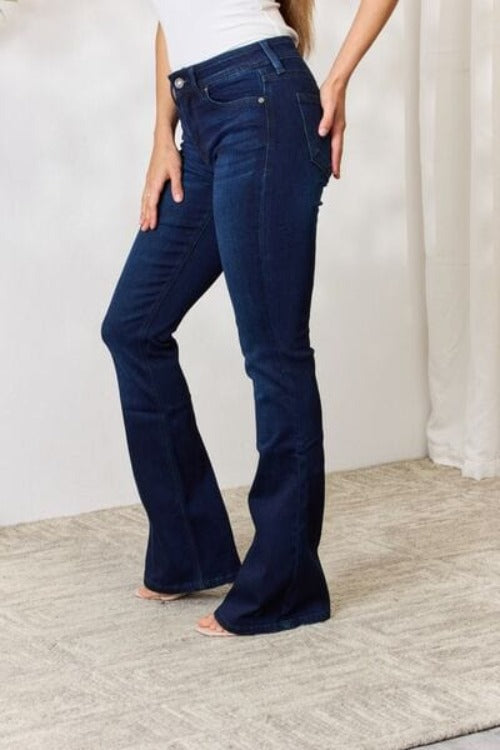 Jeans Kancan Full Size Mid Rise Flare Jeans Trendsi
