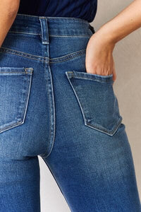 Jeans Kancan High Rise Raw Hem Flare Jeans Trendsi