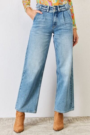 Jeans Kancan Jeans High Waist Wide Leg Jeans Medium / 0(23) Trendsi