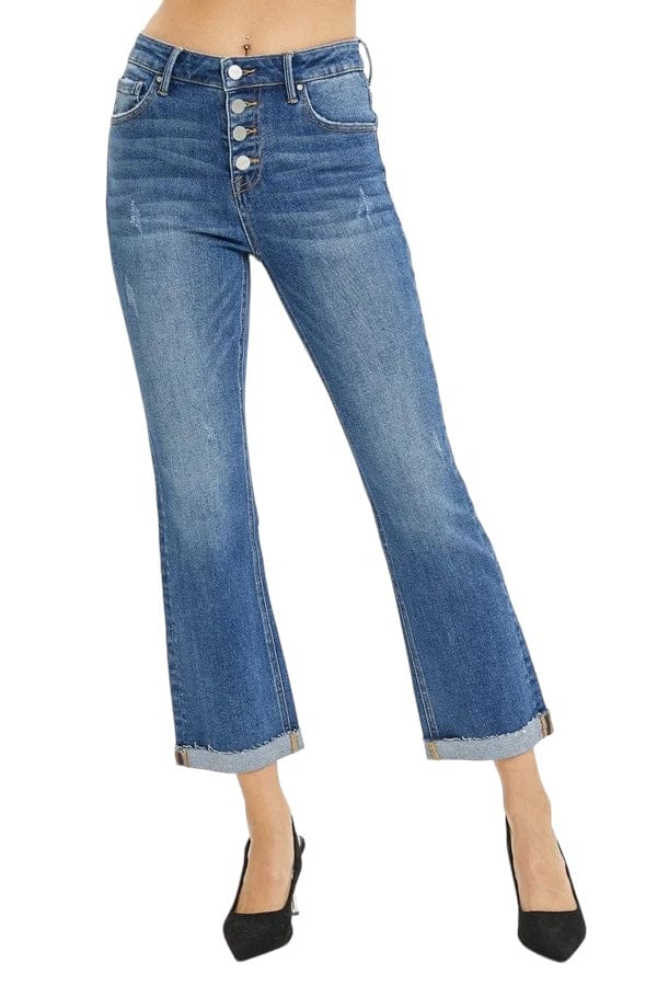 Jeans RISEN Bootcut Jeans in Button Fly Cropped Trendsi