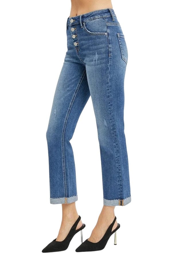 Jeans RISEN Bootcut Jeans in Button Fly Cropped Trendsi