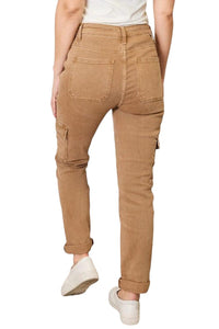Jeans Risen High Waist Straight Jeans with Pockets Trendsi