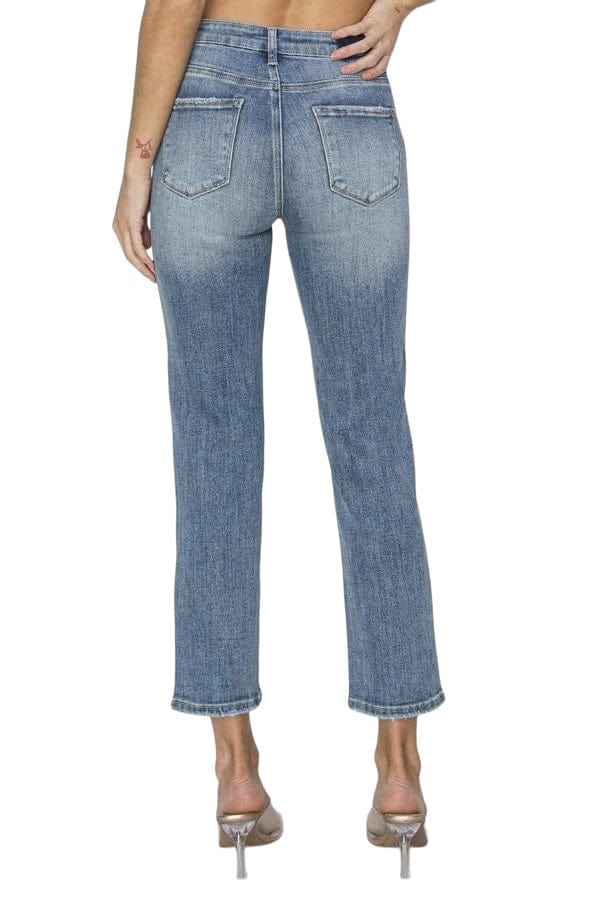 Jeans RISEN High Waisted Jeans-Distressed Cropped Jeans Trendsi