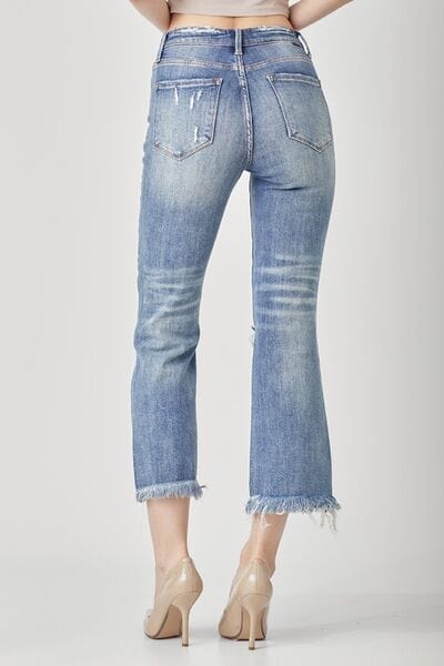 Jeans RISEN Jeans Distressed Cropped Bootcut Jeans Trendsi