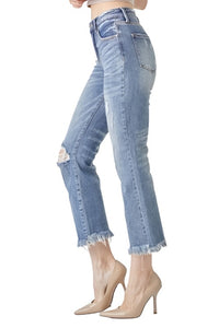 Jeans RISEN Jeans Distressed Cropped Bootcut Jeans Trendsi