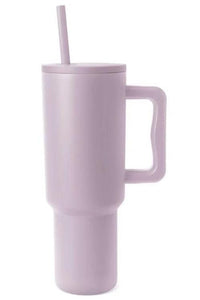 Monochromatic Stainless Steel Tumbler with Matching Straw Lavender / One Size Trendsi