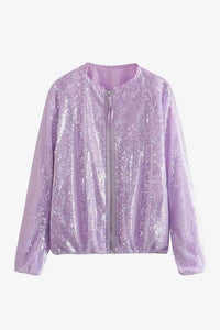 Sequin Zip-Up Jacket Lilac / S Trendsi