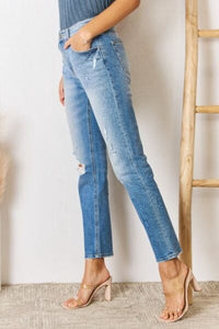 Pants Kancan High Rise Distressed Slim Straight Jeans Trendsi