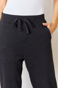 Pants RISEN Soft Knit Drawstring Cropped Joggers Trendsi
