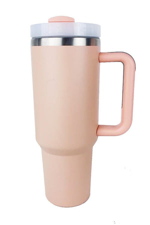 Stainless Steel Tumbler with Upgraded Handle and Straw Peach / One Size Trendsi