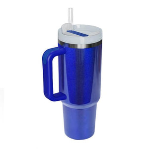 Stainless Steel Tumbler with Handle and Straw Royal  Blue / One Size Trendsi