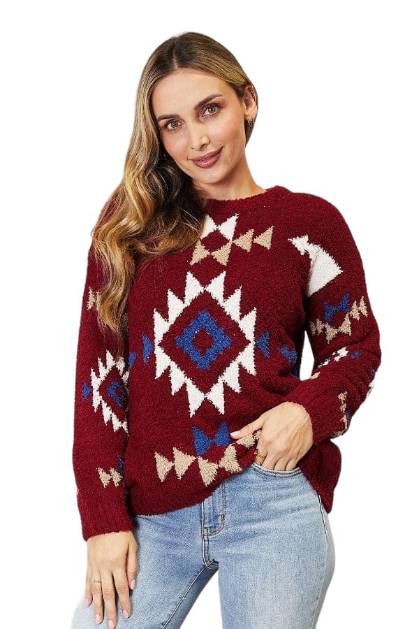 Sweater HEYSON Aztec Soft Fuzzy Sweater Trendsi