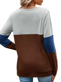Tee Shirt Color Block Cutout Round Neck Tee Shirt Trendsi