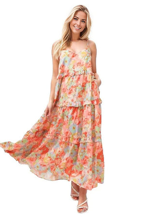 Tiered Maxi Dress by And The Why in Floral Trendsi