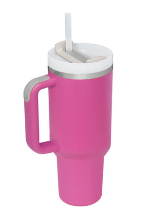 Tumblers Stainless Steel Tumbler with Upgraded Handle and Straw Hot Pink / One Size Trendsi