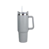 Tumblers Stainless Steel Tumbler with Handle and Straw Light Gray / One Size Trendsi