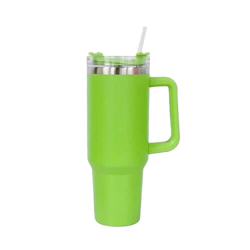 Tumblers Stainless Steel Tumbler with Handle and Straw Lime / One Size Trendsi