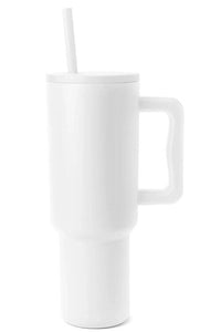 Monochromatic Stainless Steel Tumbler with Matching Straw White / One Size Trendsi
