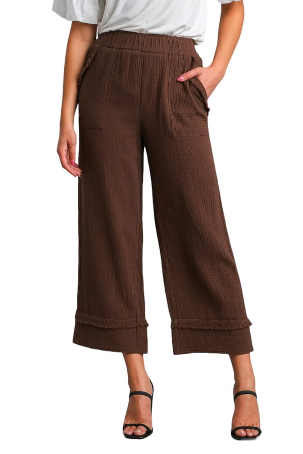 Clothing Umgee Mollie Wide Leg Pant in Brown Small Umgee