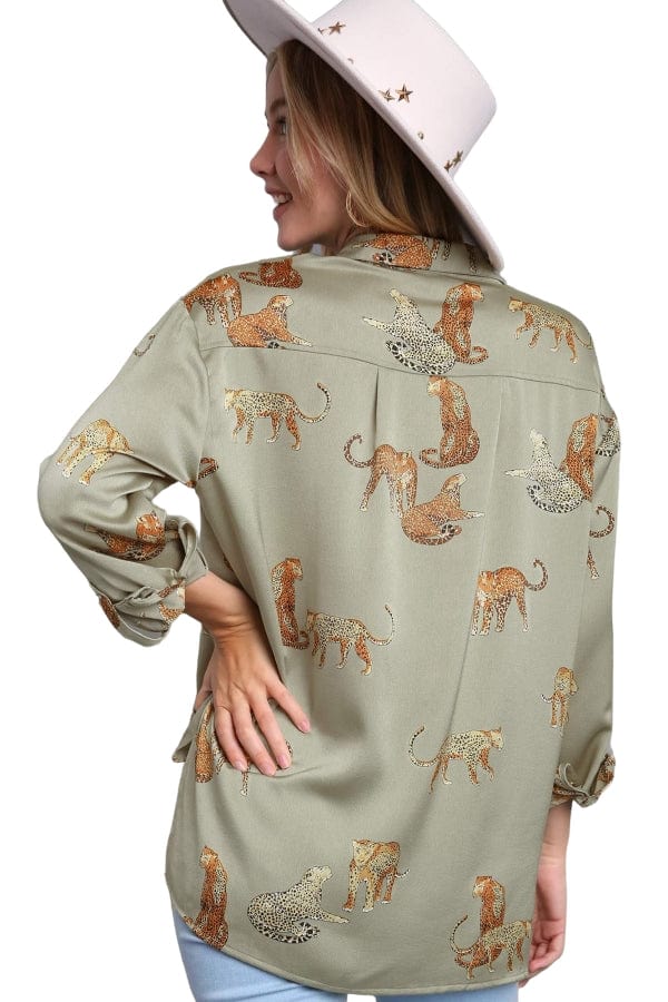 tops Umgee Darcey Animal Print Button Shirt Umgee